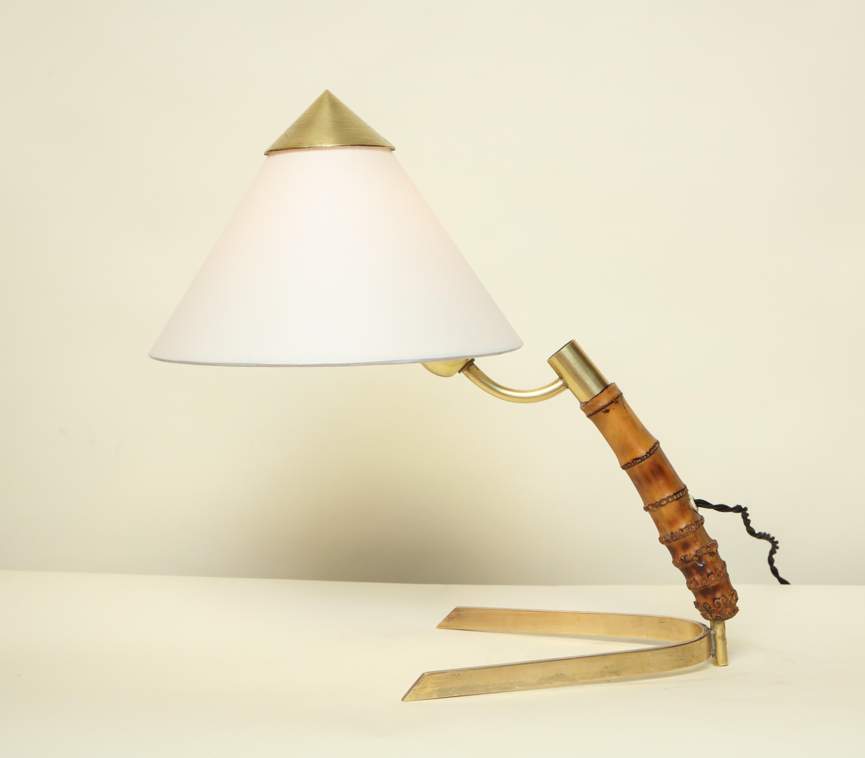 Kalmar Table Lamp Mid-Century Modern Bamboo Brass Austria, 1950s For Sale 8