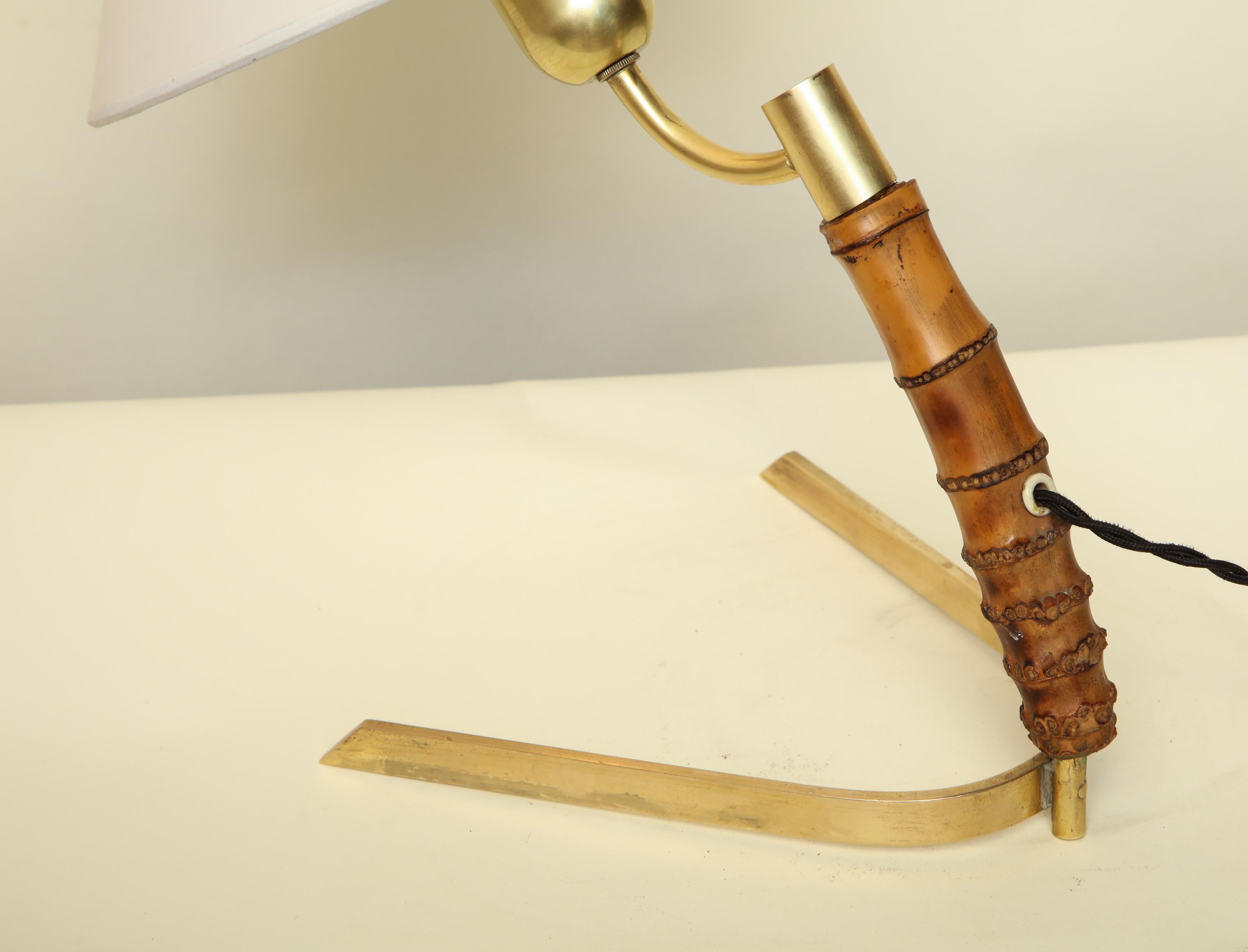 Polished Kalmar Table Lamp Mid-Century Modern Bamboo Brass Austria, 1950s For Sale