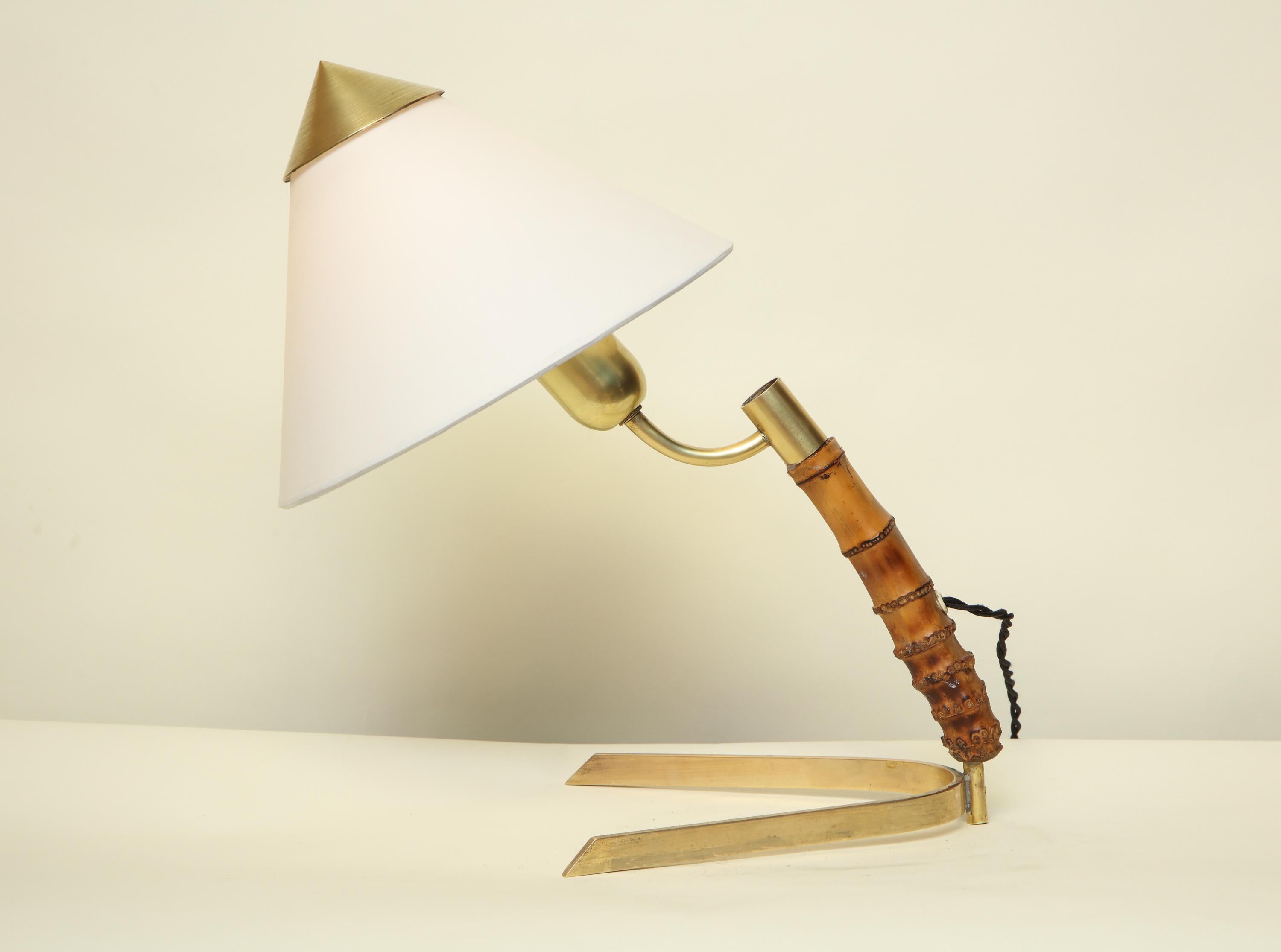 Kalmar Table Lamp Mid-Century Modern Bamboo Brass Austria, 1950s For Sale 1