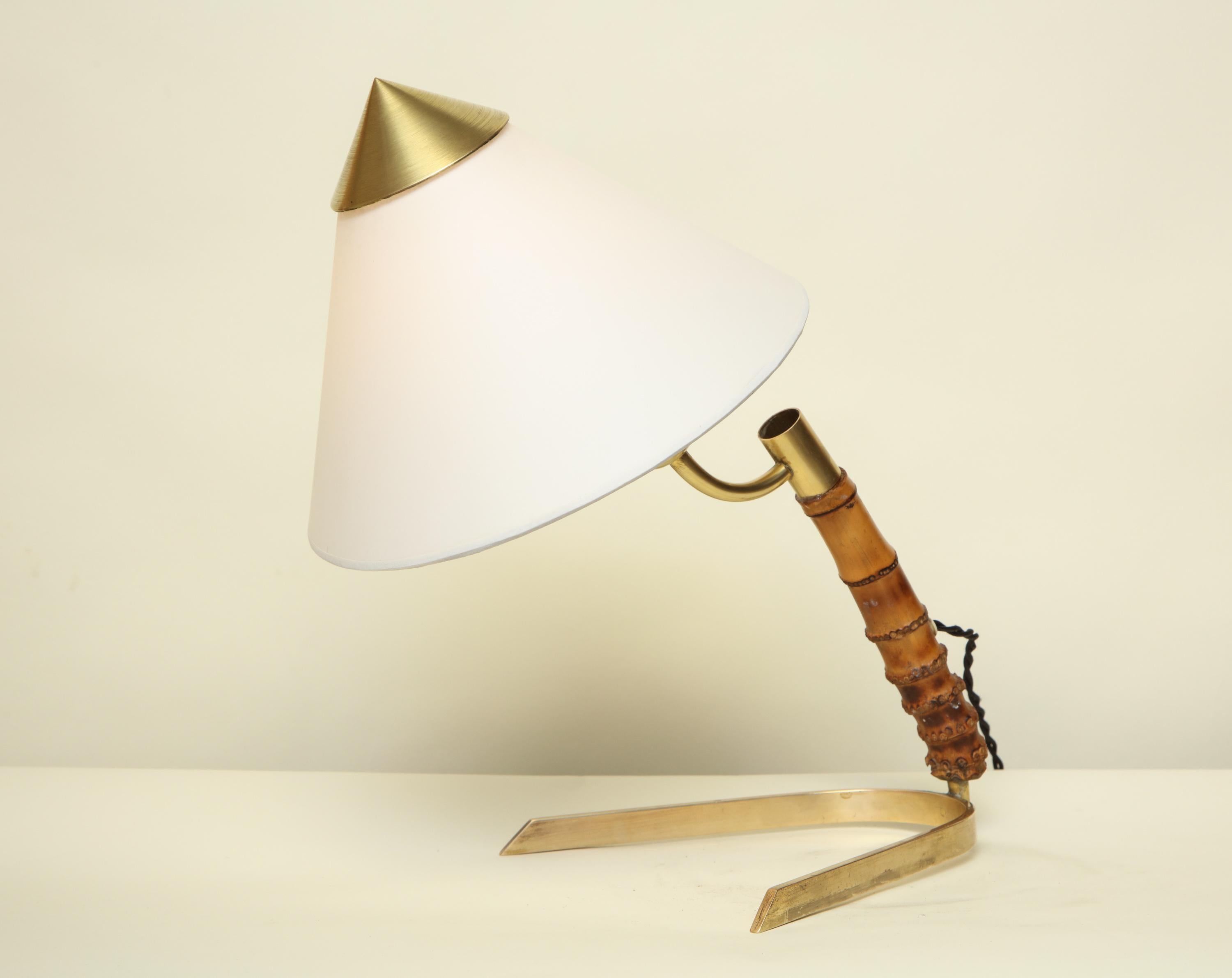 Kalmar Table Lamp Mid-Century Modern Bamboo Brass Austria, 1950s For Sale 2