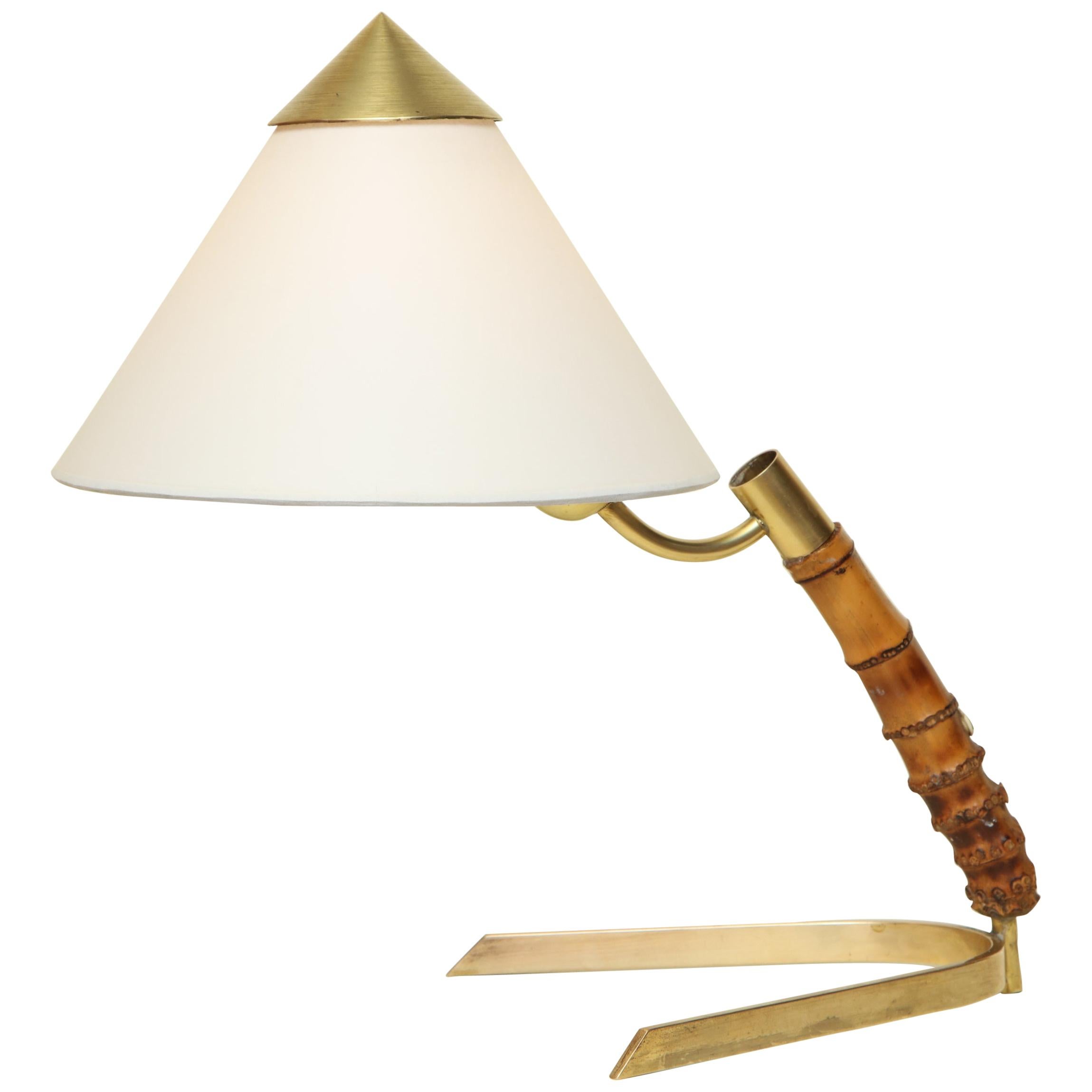 Kalmar Table Lamp Mid-Century Modern Bamboo Brass Austria, 1950s For Sale