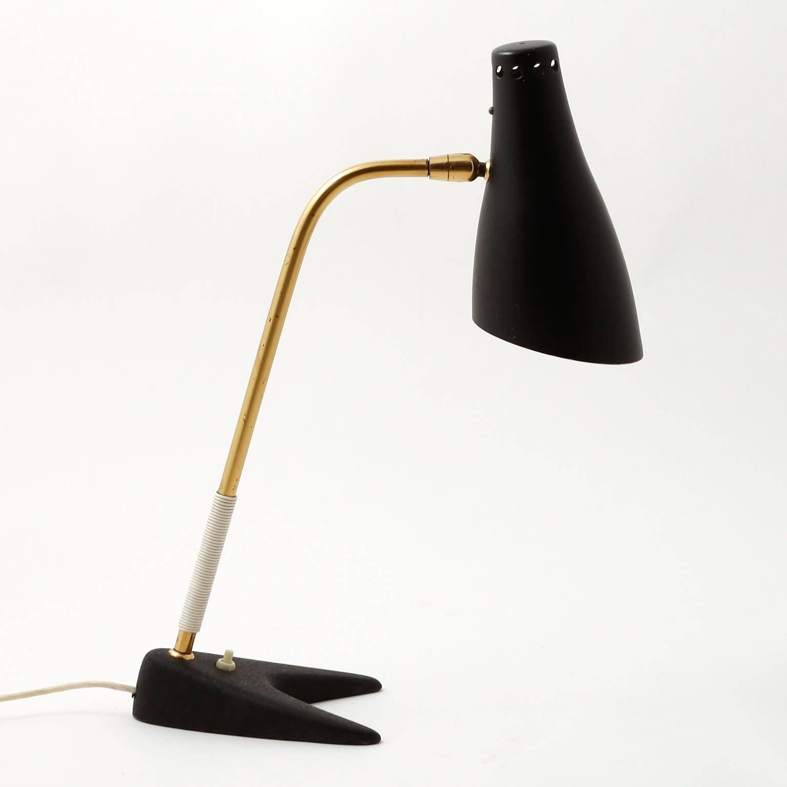 Austrian Kalmar Table Lamp 'Stilfix' No. 1257 Swivel Top, Brass Cast Iron, 1960