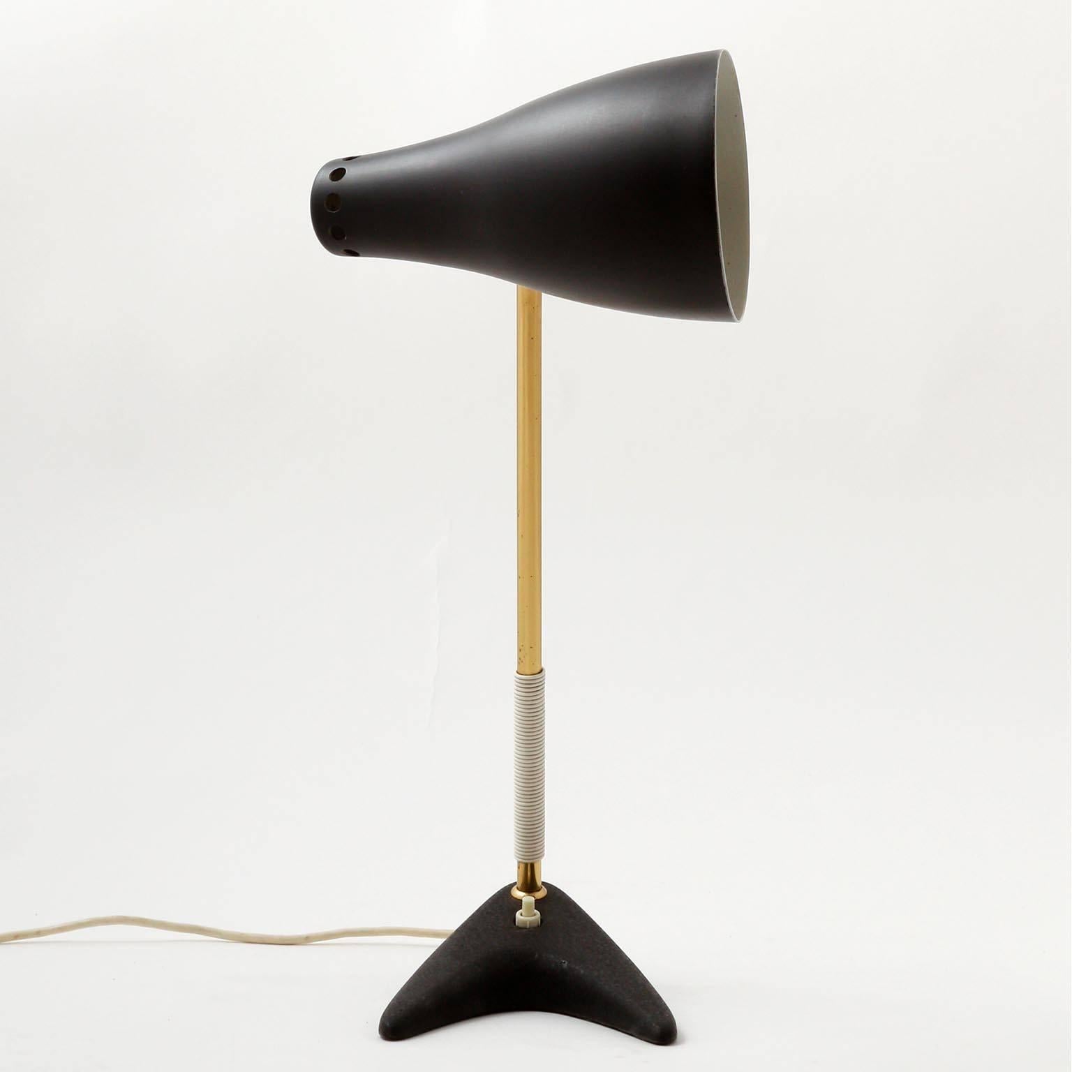 Mid-20th Century Kalmar Table Lamp 'Stilfix' No. 1257 Swivel Top, Brass Cast Iron, 1960