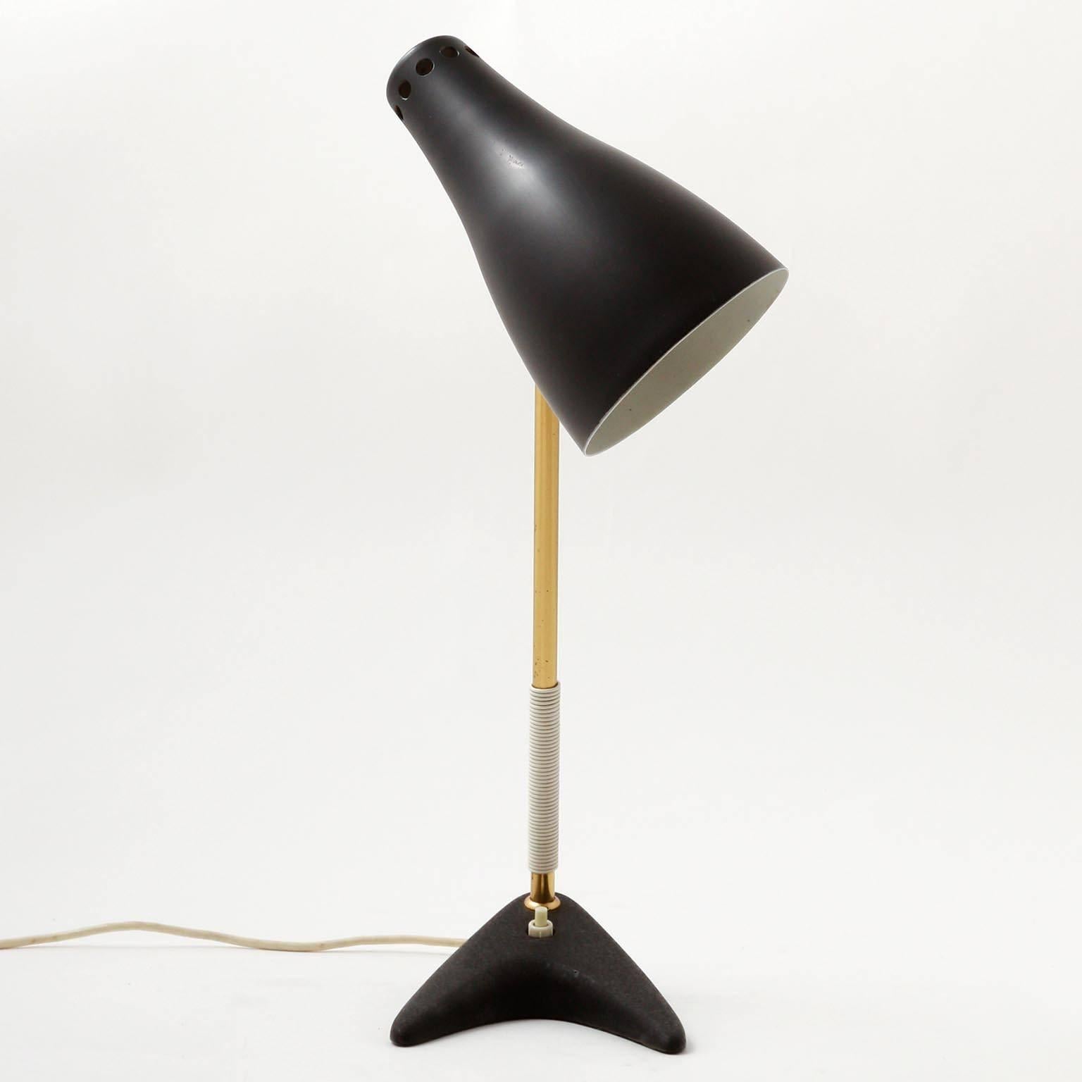 Kalmar Table Lamp 'Stilfix' No. 1257 Swivel Top, Brass Cast Iron, 1960 1