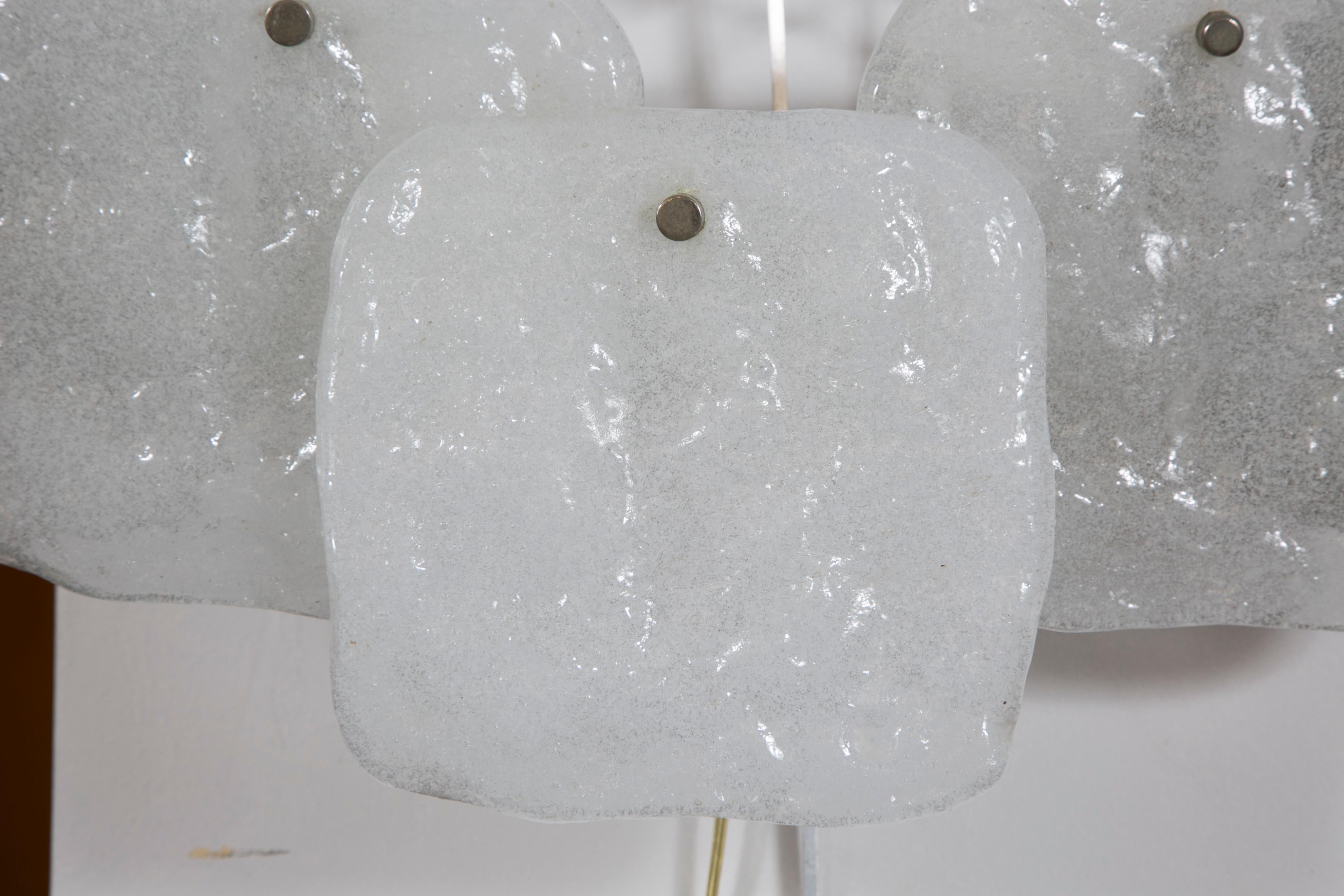 Mid-Century Modern Kalmar Three-Panel Ice Glass Sconce For Sale