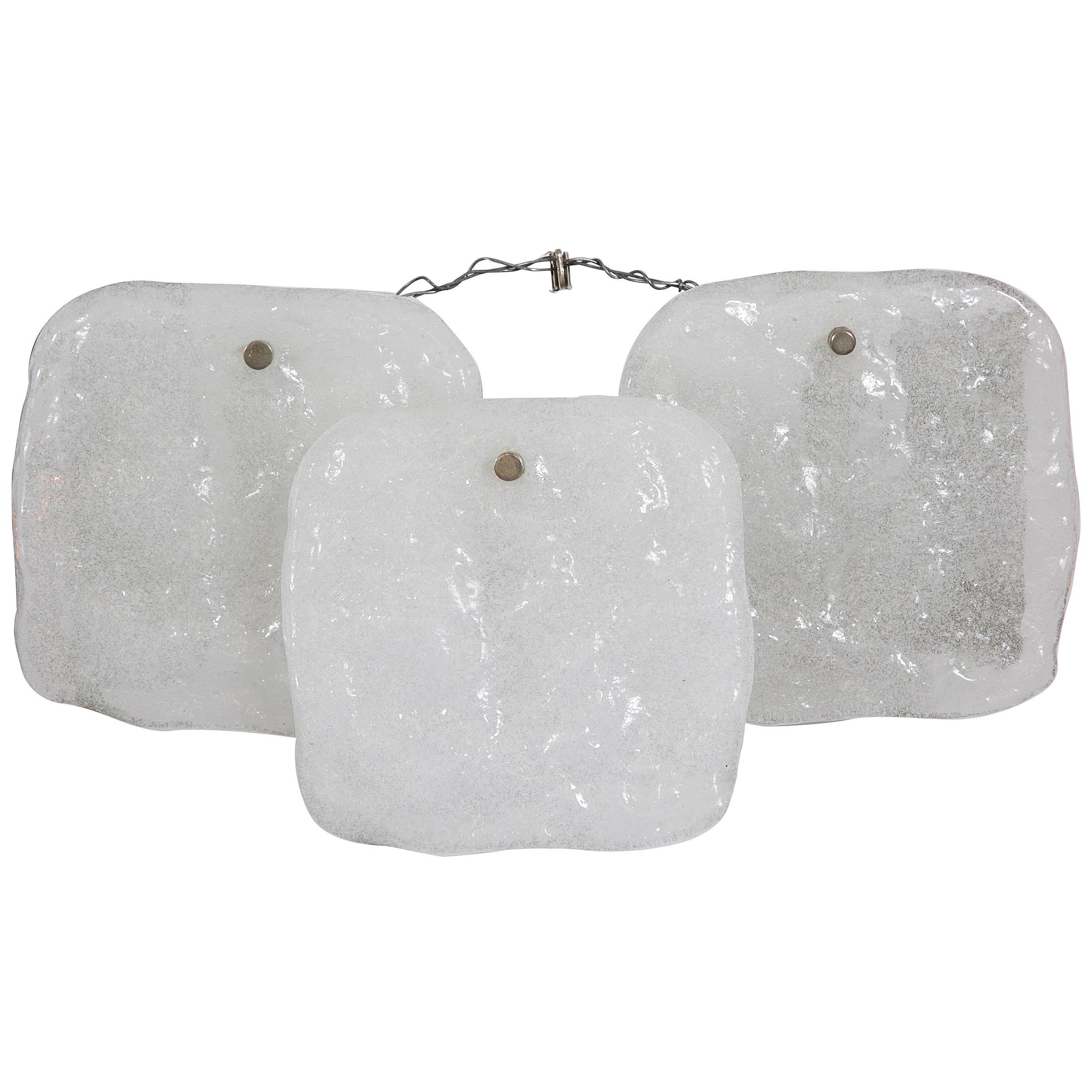 Kalmar Three-Panel Ice Glass Sconce For Sale
