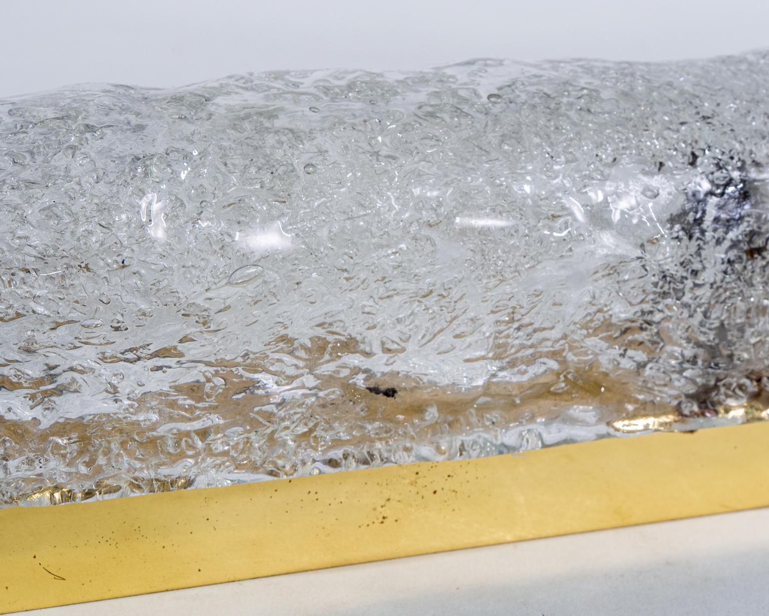 Kalmar Tubular Sconce in Thick Ice-Glazed Style Murano Glass  1