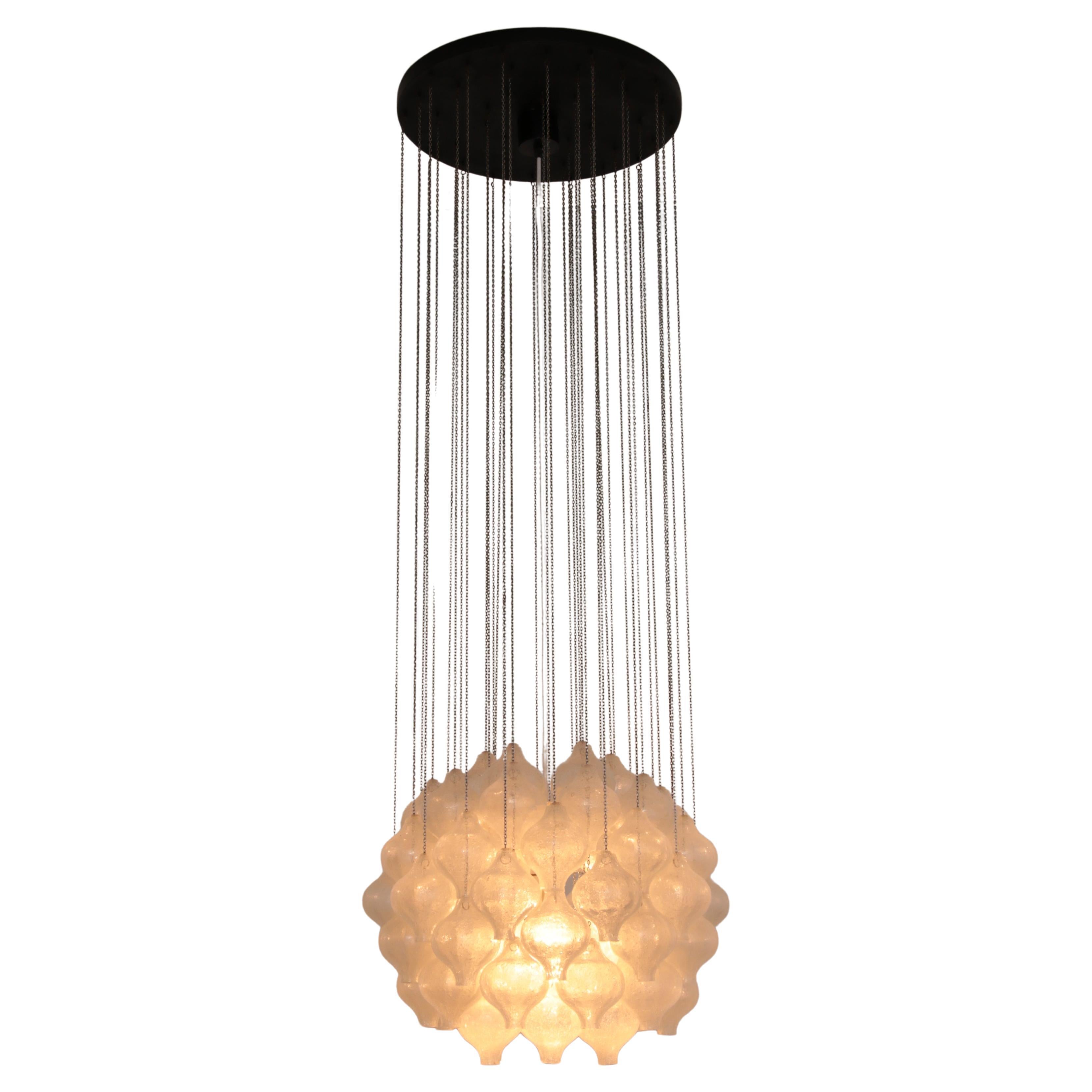 Kalmar 'Tulipan' Chandelier Pendant Light, Blown Glass 1970