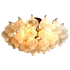 Kalmar 'Tulipan' Flush Munt Chandelier, Glass Brass, 1960s