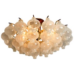 Kalmar 'Tulipan' Flush Mount Chandelier, Glass Brass, 1960s 