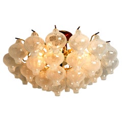 Kalmar 'Tulipan' Flush Mount Chandelier, Glass Brass, 1960s