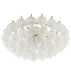 Kalmar 'Tulipan' Flush Mount Light Fixture Chandelier, Glass and Brass, 1970s