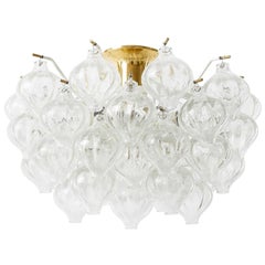 Kalmar 
Tulipan
 Flush Mount Light, Glass and Brass, 1970s