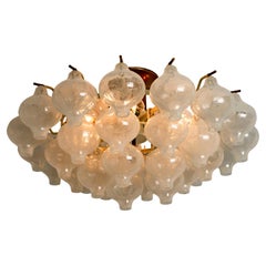 Kalmar 'Tulipan' Flush Munt Chandelier, Glass Brass, 1960s