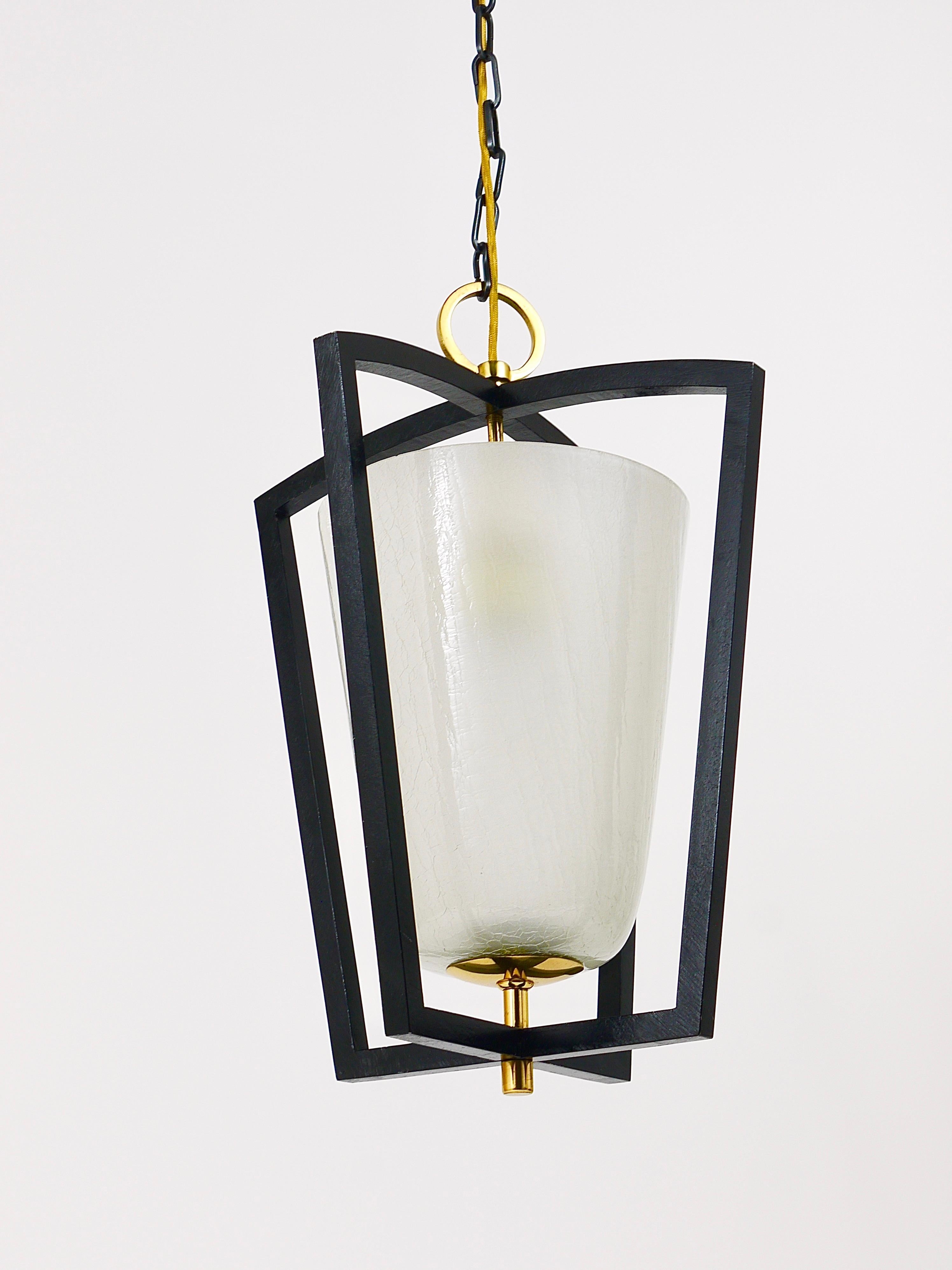 Kalmar Vienna Brass Lantern Midcentury Pendant Lamp, Austria, 1950s  For Sale 4