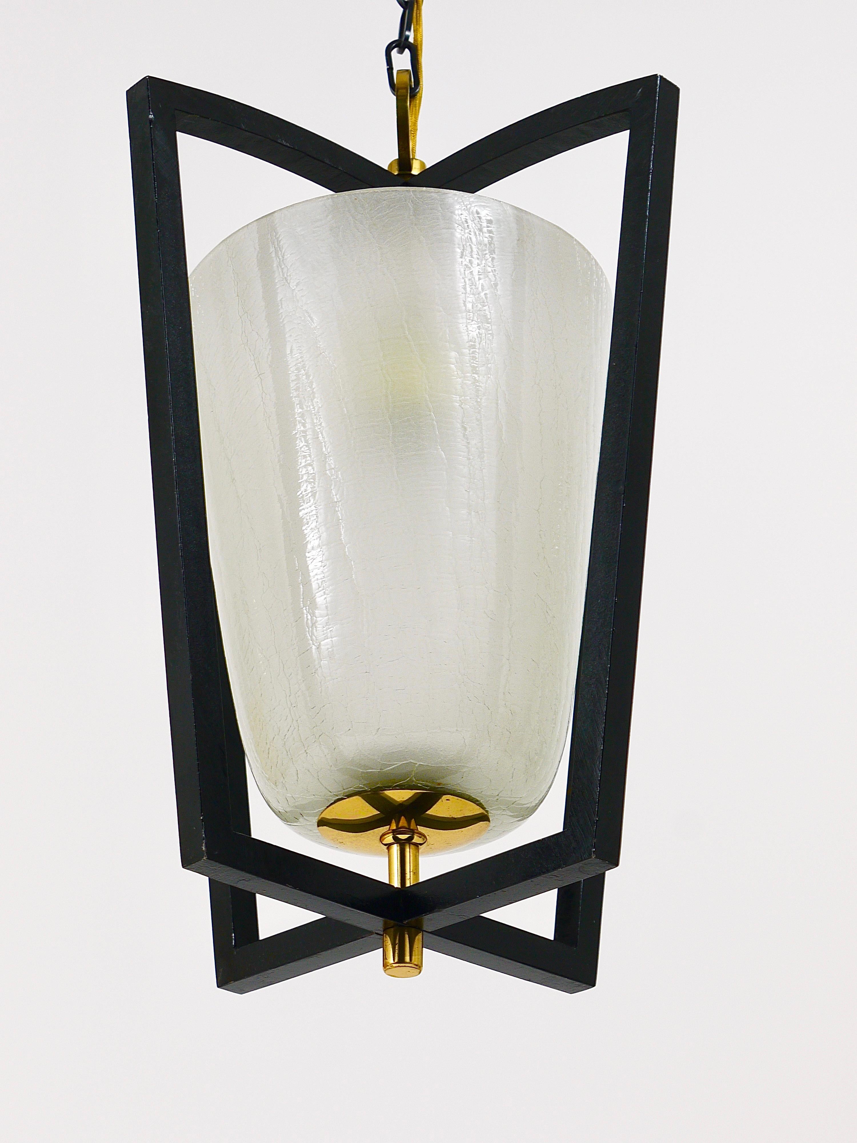 20th Century Kalmar Vienna Brass Lantern Midcentury Pendant Lamp, Austria, 1950s  For Sale