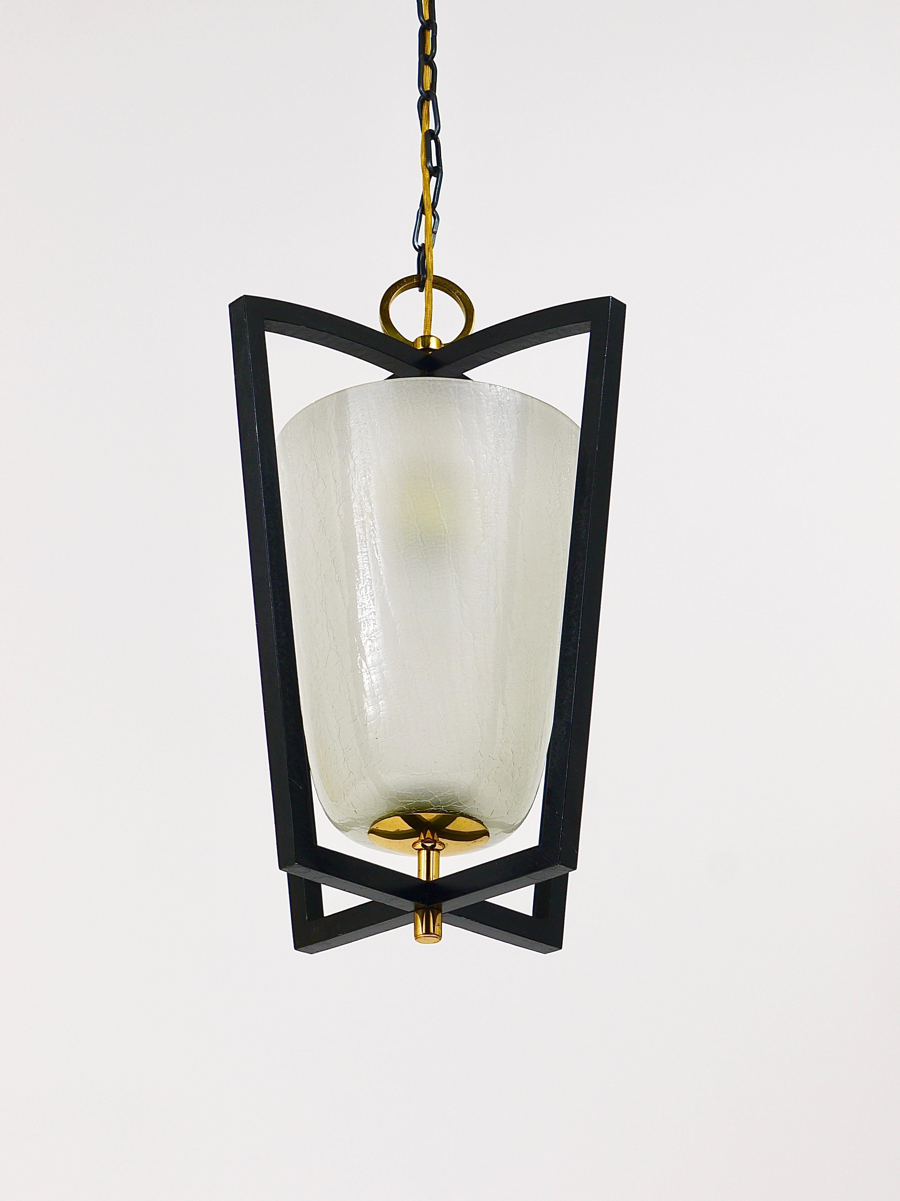 Kalmar Vienna Brass Lantern Midcentury Pendant Lamp, Austria, 1950s  For Sale 2