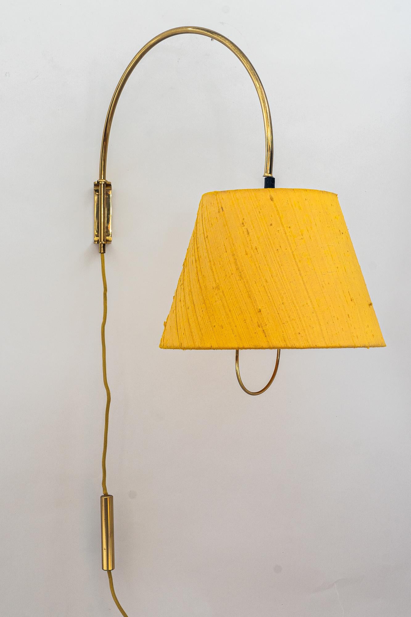 Austrian Kalmar Wall Lamp with Original Fabric Shade, Around 1950s For Sale