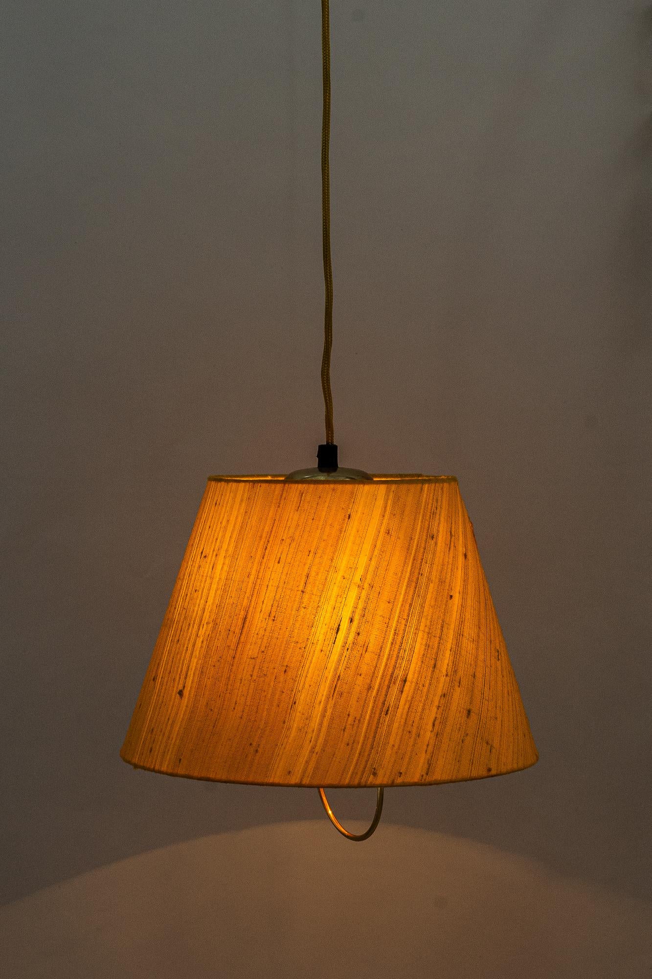 Brass Kalmar Wall Lamp with Original Fabric Shade, Around 1950s For Sale