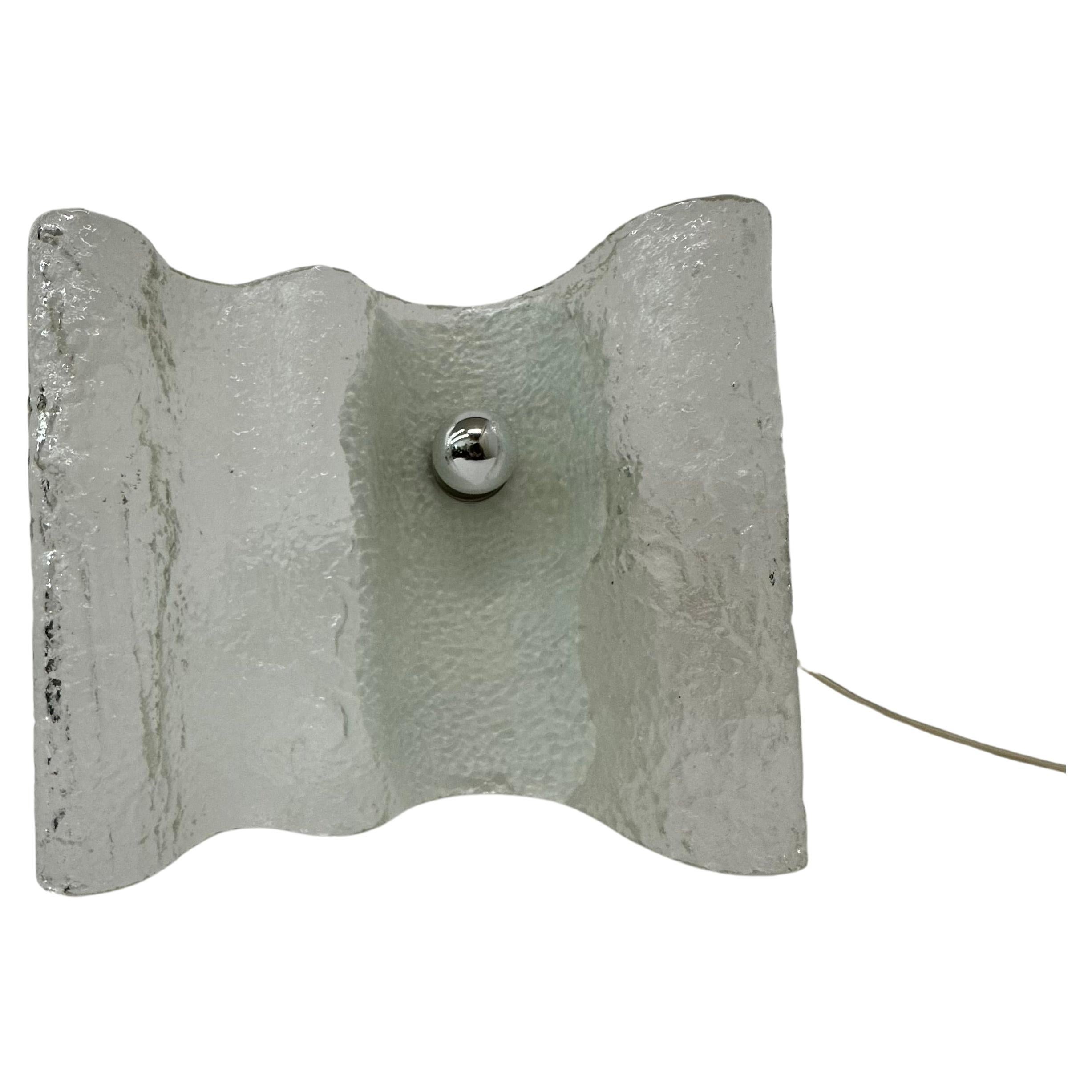 Lampe de table en verre Kalmar Wave ice , 1970's Allemagne