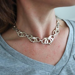 KALO Chicago 1910 Art & Craft Sculptural Graduated Necklace In .925 Sterling