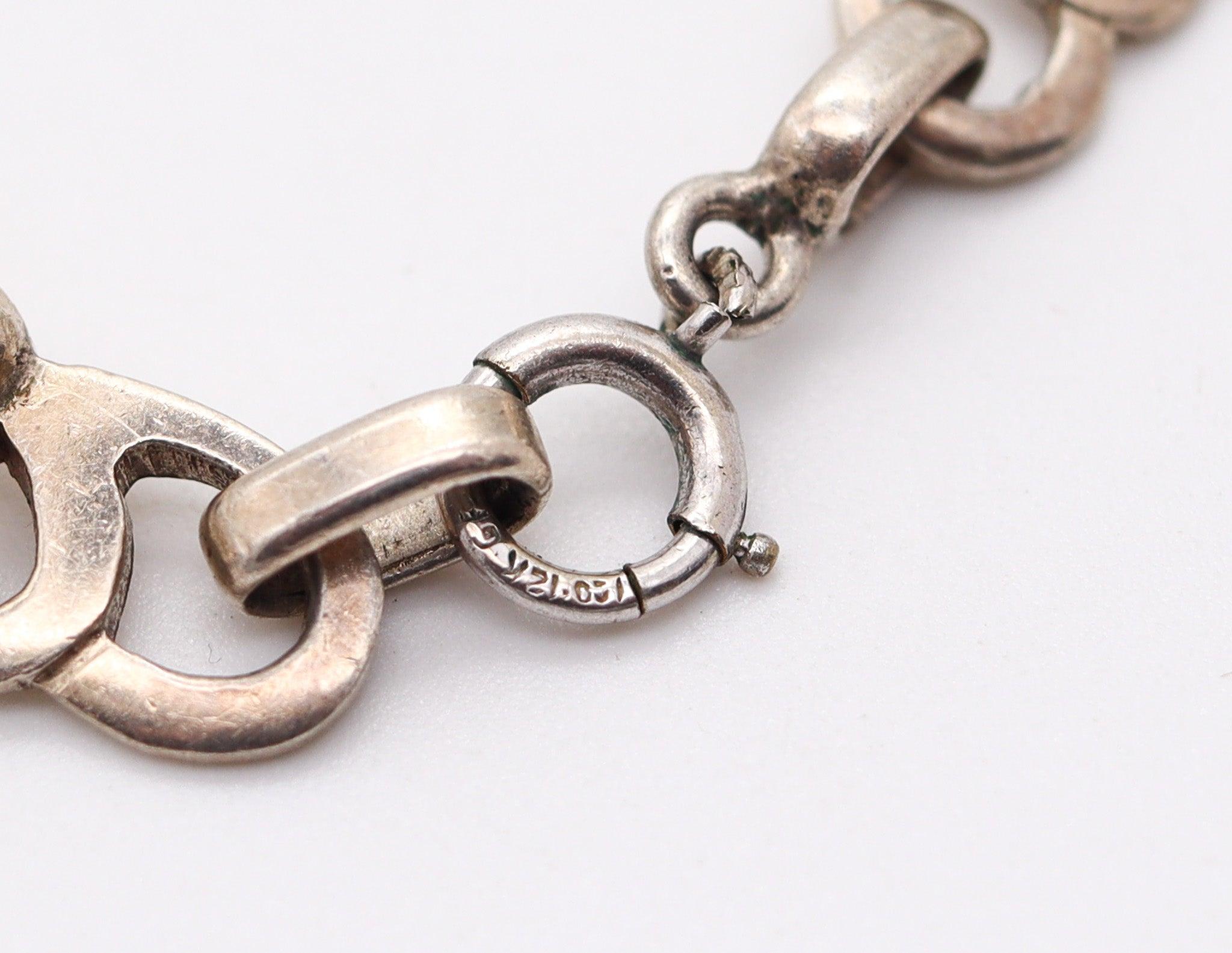 Women's KALO Chicago 1910 Art & Craft Sculptural Graduated Necklace In .925 Sterling For Sale