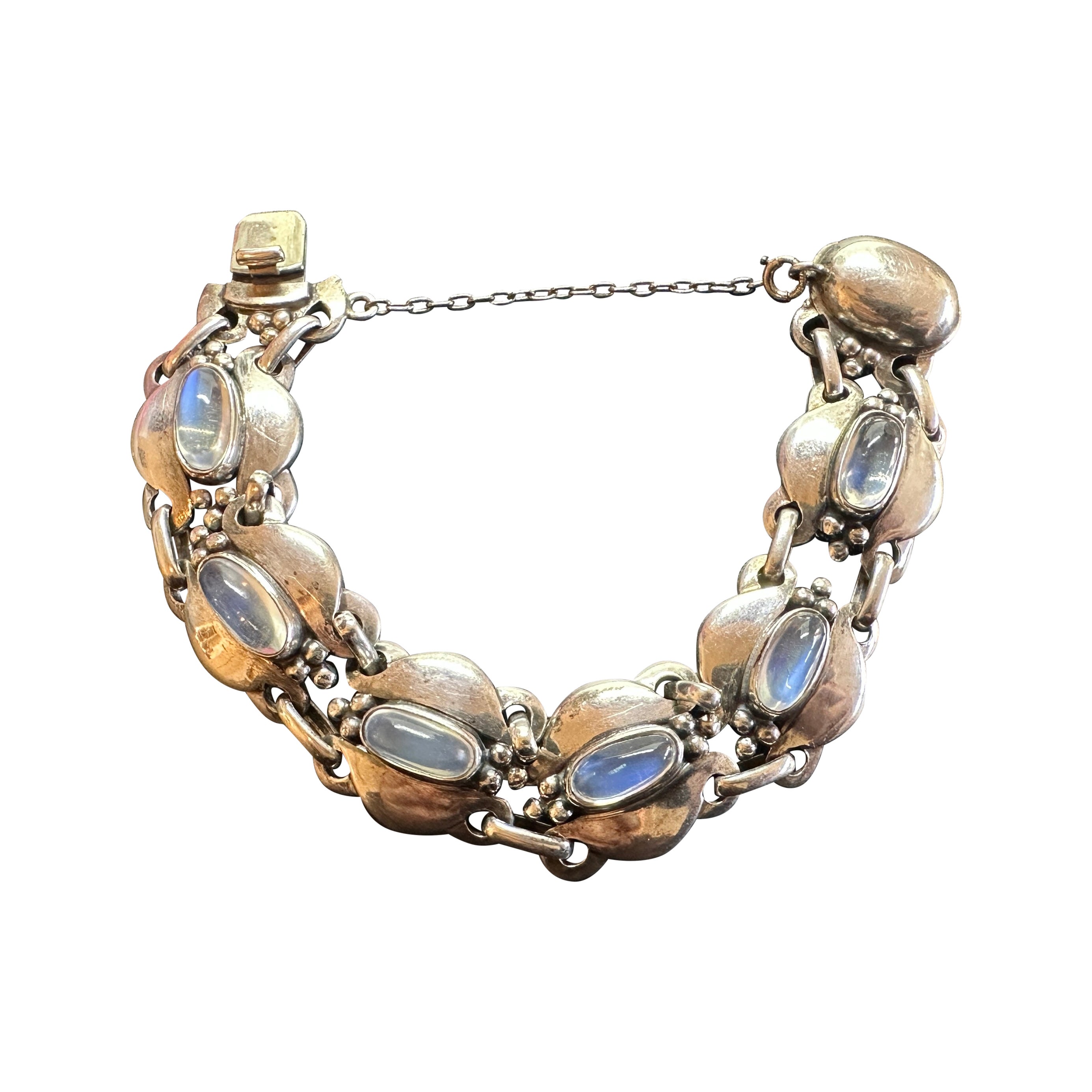 Kalo Moonstone Sterling Silver Bracelet Arts & Crafts Circa 1930 Museum Quality