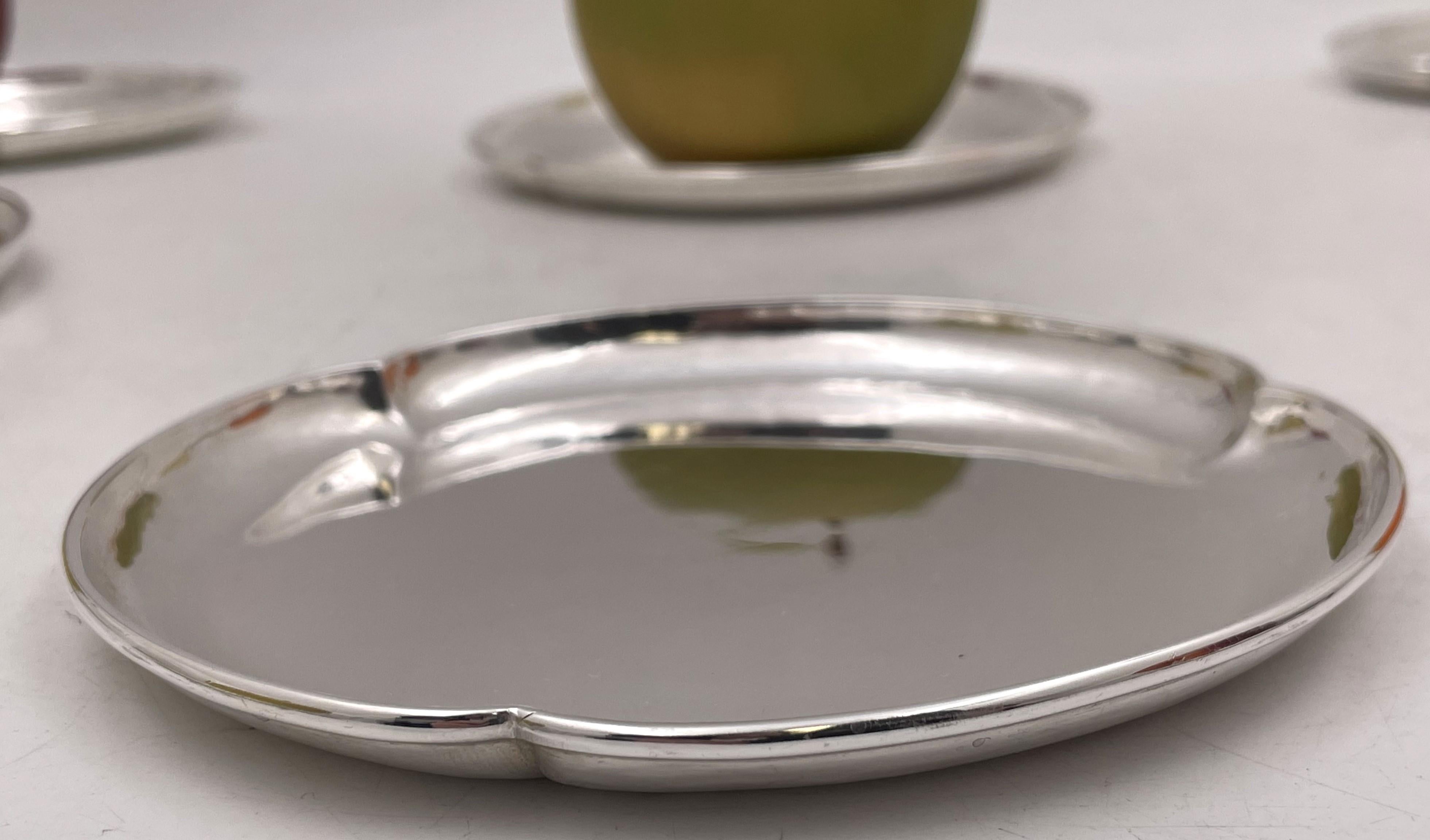 Arts and Crafts Lot de 8 assiettes à dessert Kalo en argent sterling forgé à la main de style Arts & Crafts en vente
