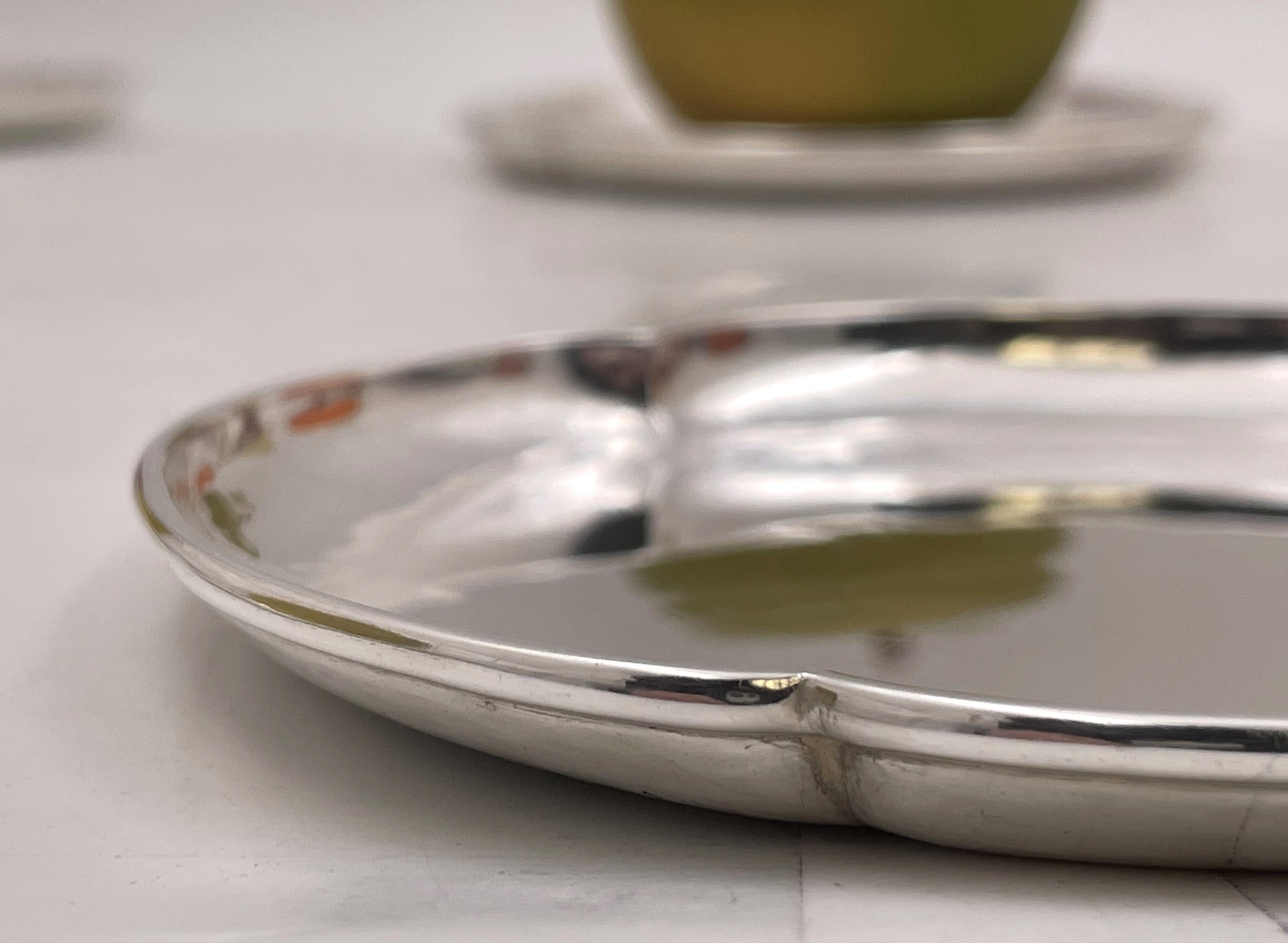 Martelé Lot de 8 assiettes à dessert Kalo en argent sterling forgé à la main de style Arts & Crafts en vente
