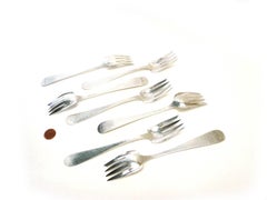 Kalo Shop Hand-Wrought Arts & Crafts Design Sterling Set of Eight Salad Forks