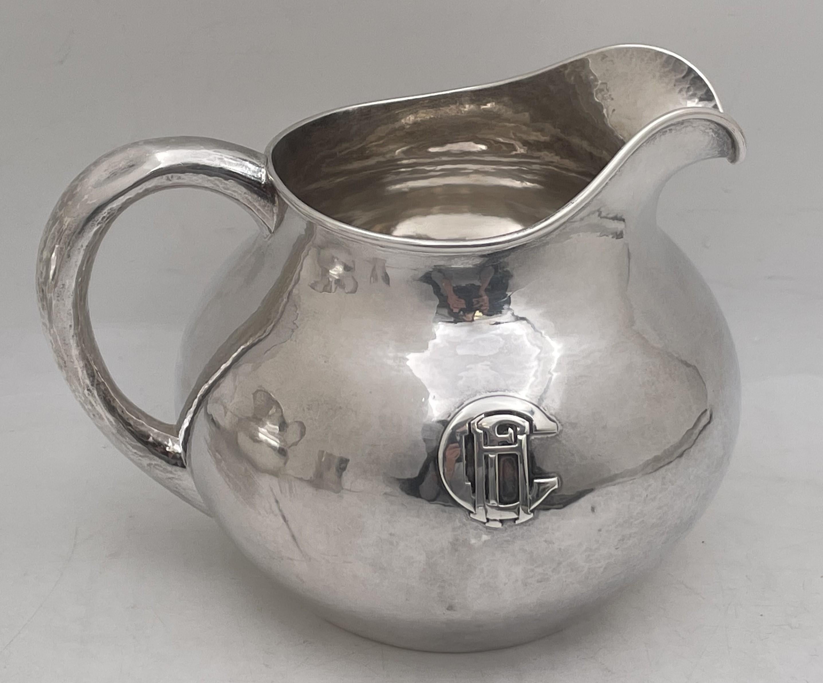 Arts and Crafts Kalo Sterling Silver Hand Wrought/ Hammered Pitcher Jug in Arts & Crafts 1910s