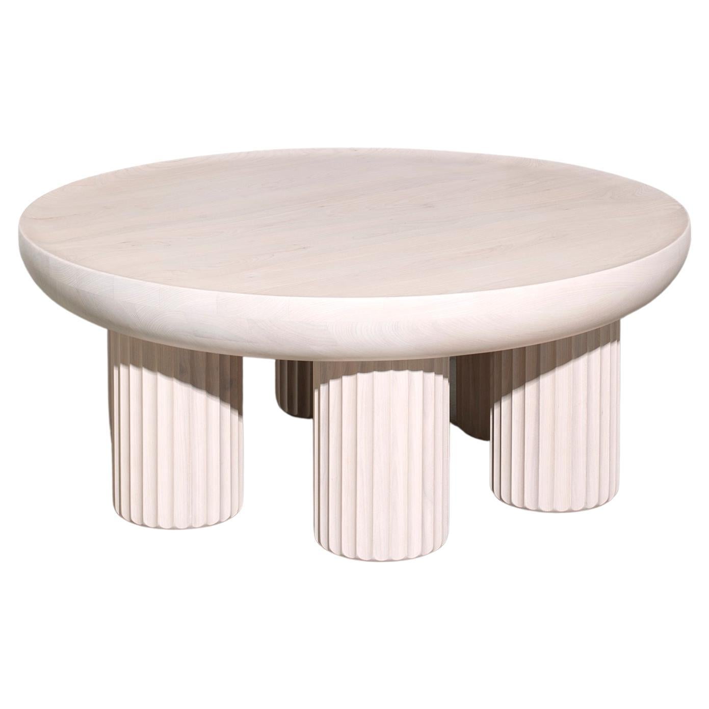 Kalokagathos Low Table, Hand-Crafted, Made of Solid Ash Wood in Natural Finish For Sale