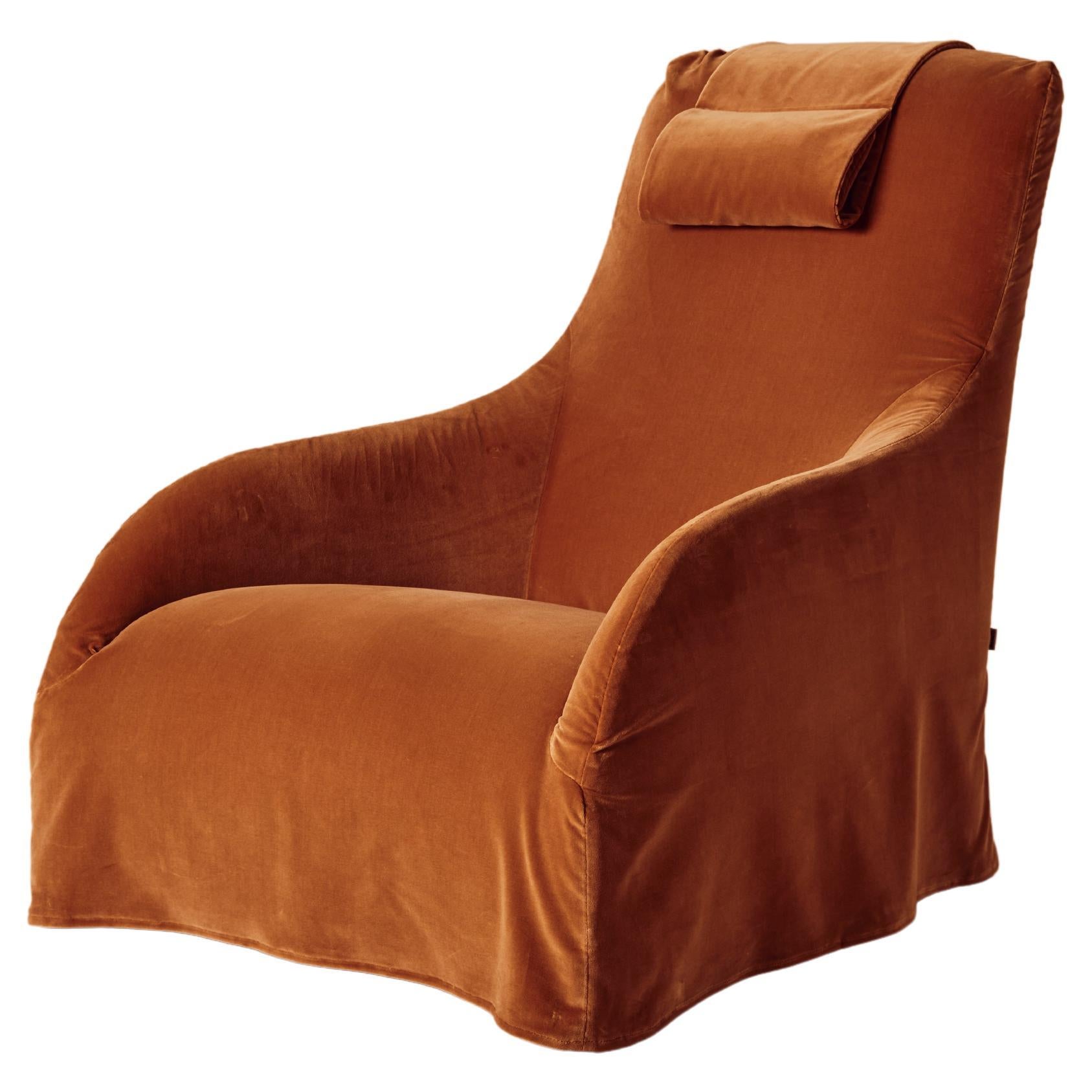 Kalos Armchair by Antonio Citterio in Brown Velvet