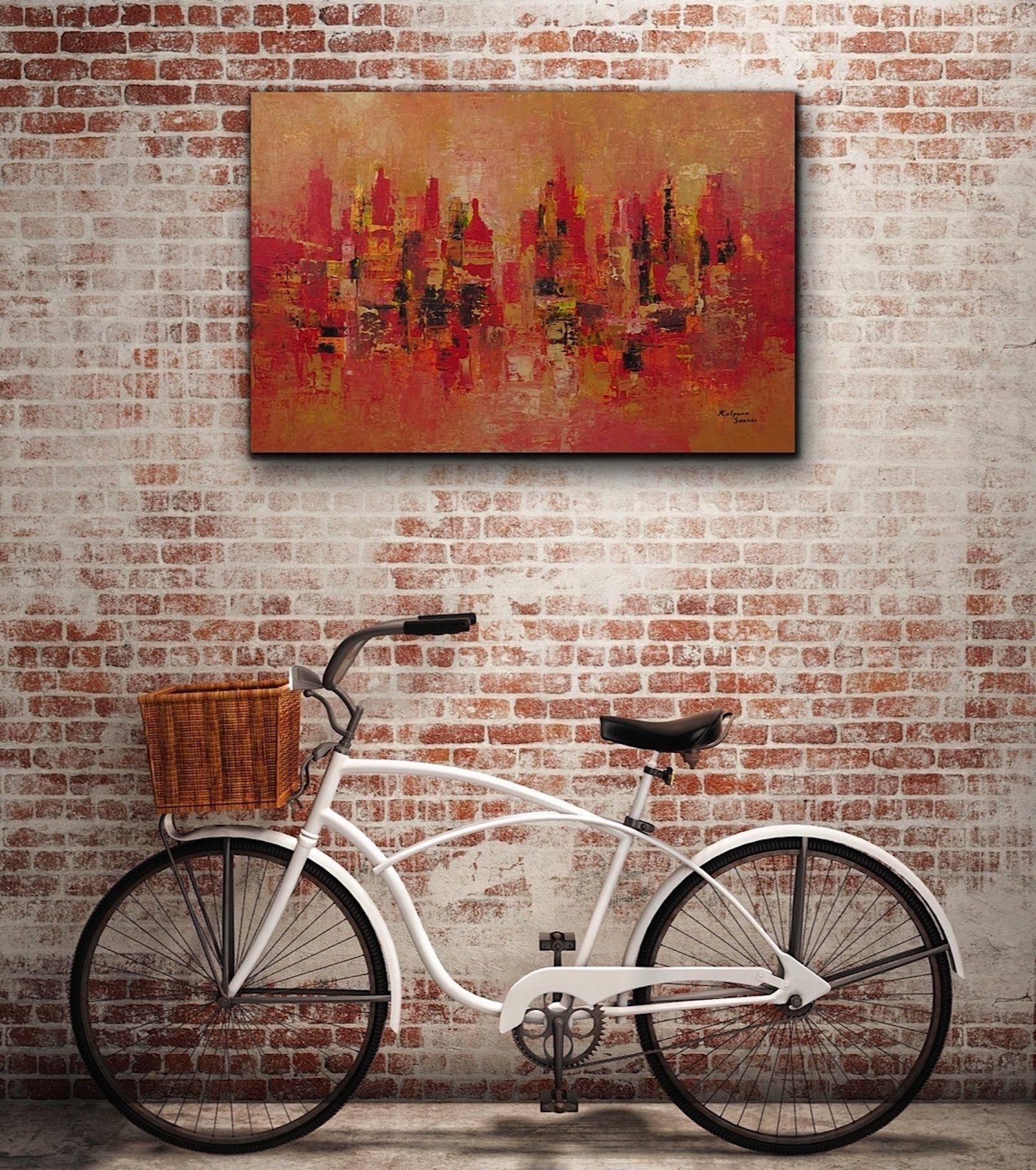 Festive Metropolis, Mixed Media on Canvas For Sale 1