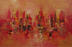 Festive Metropolis, Mixed Media on Canvas