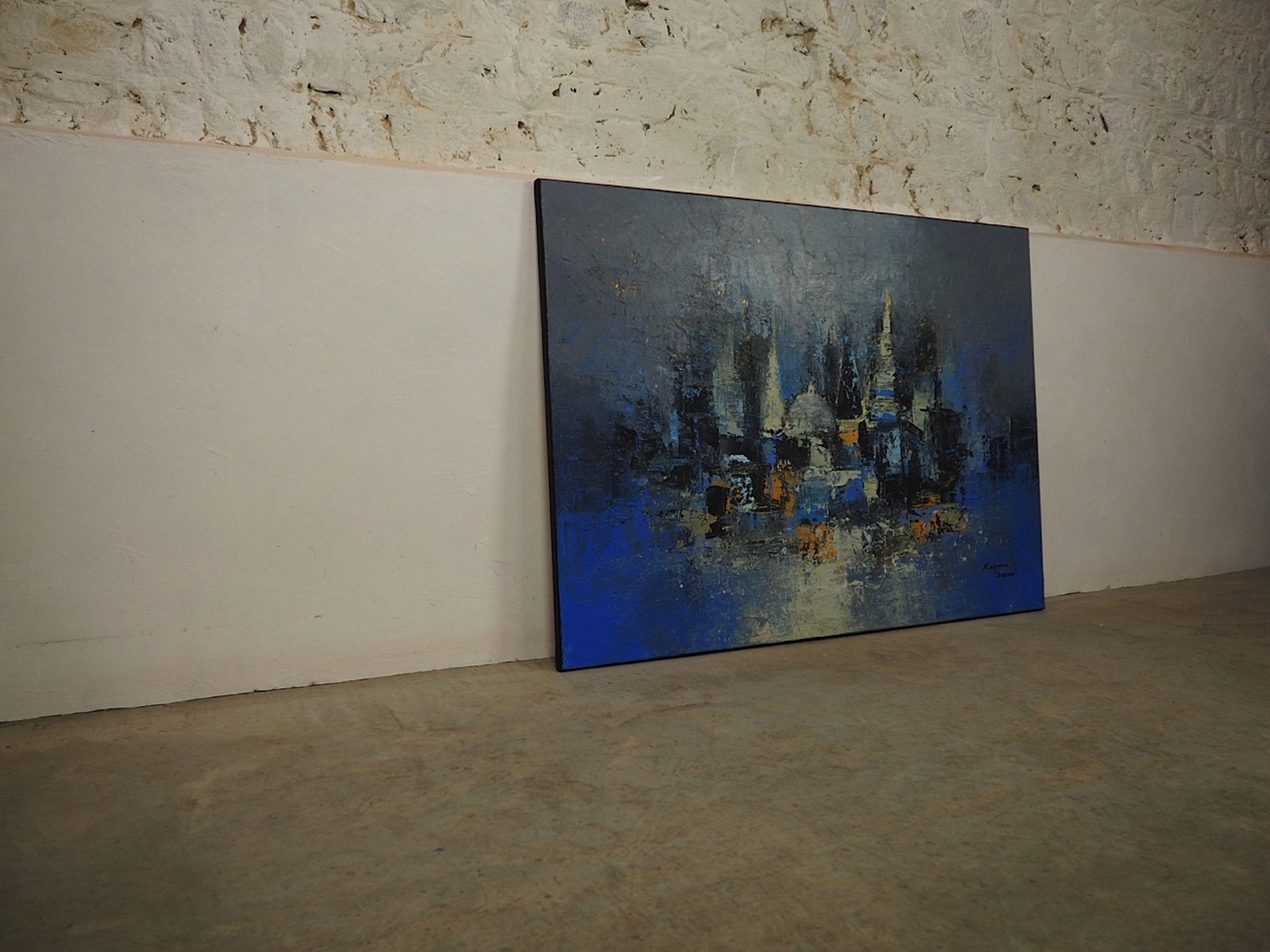 Magical Metroplis, Mixed Media on Canvas - Impressionist Mixed Media Art by Kalpana Soanes