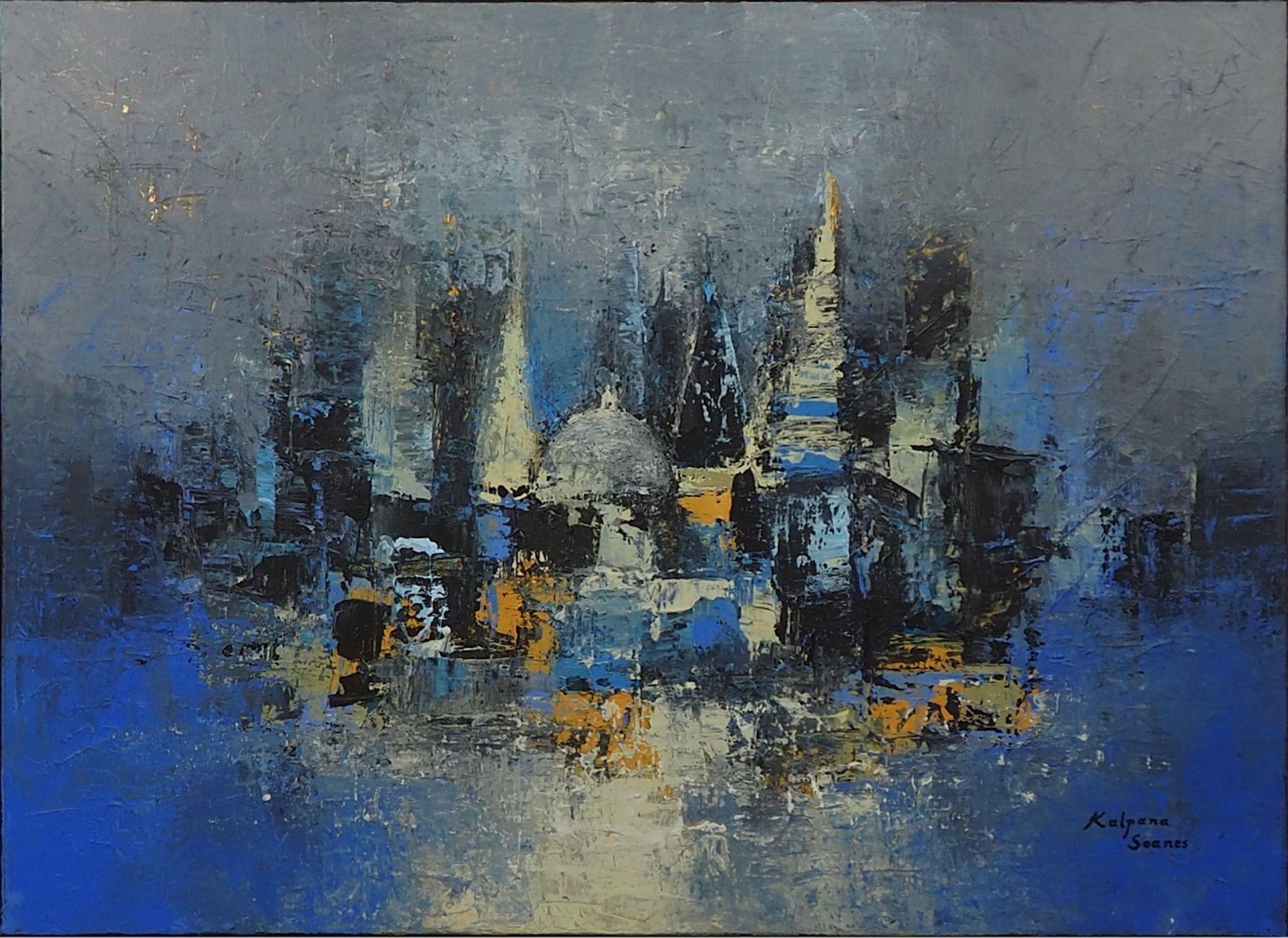 Magical Metroplis, Mixed Media on Canvas - Mixed Media Art by Kalpana Soanes