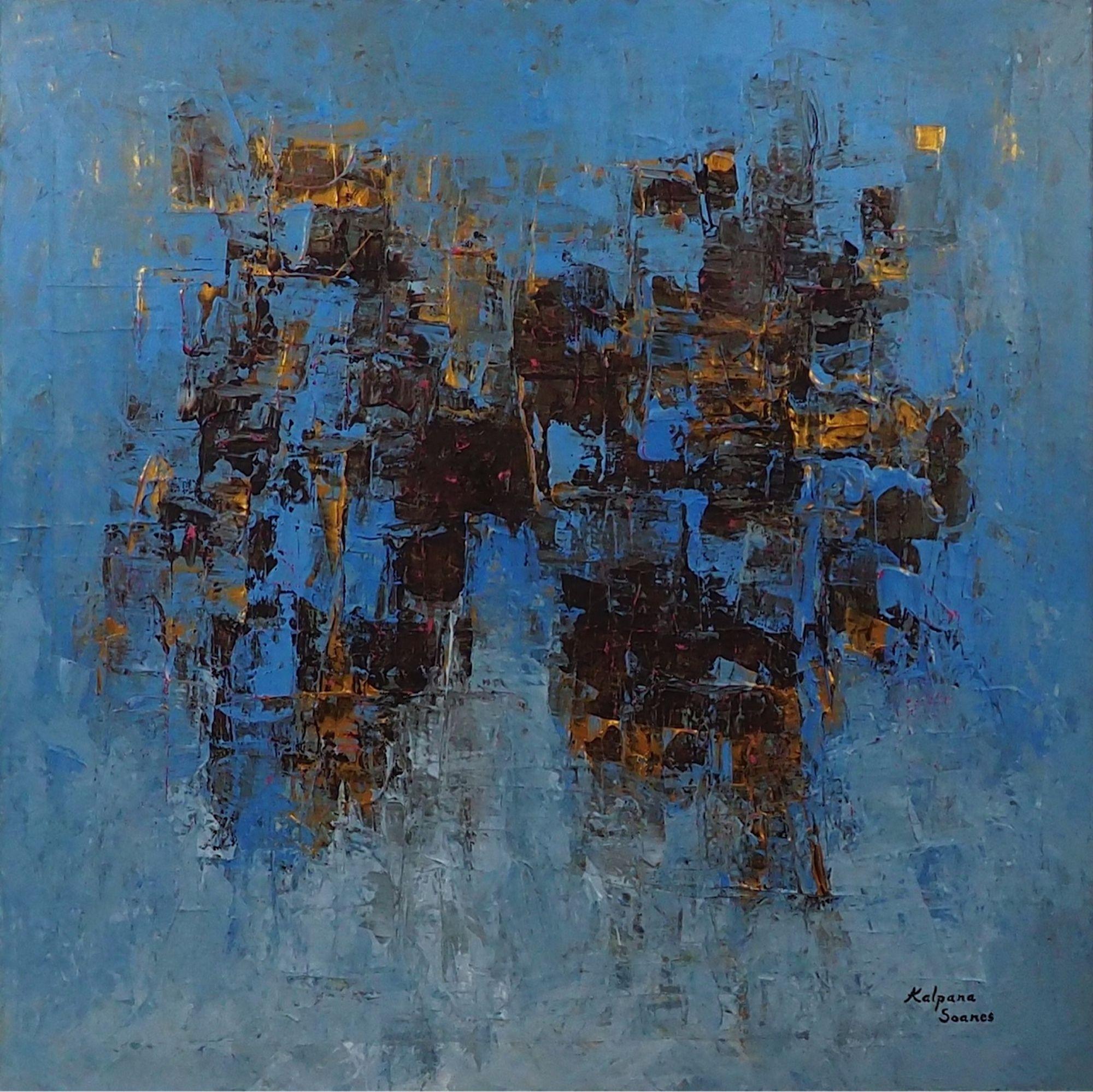 Abstract Painting di Kalpana Soanes - Pace che scorre, Pittura, Acrilico su tela