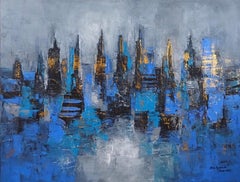 Midnight Metropolis V, Pittura, Acrilico su tela