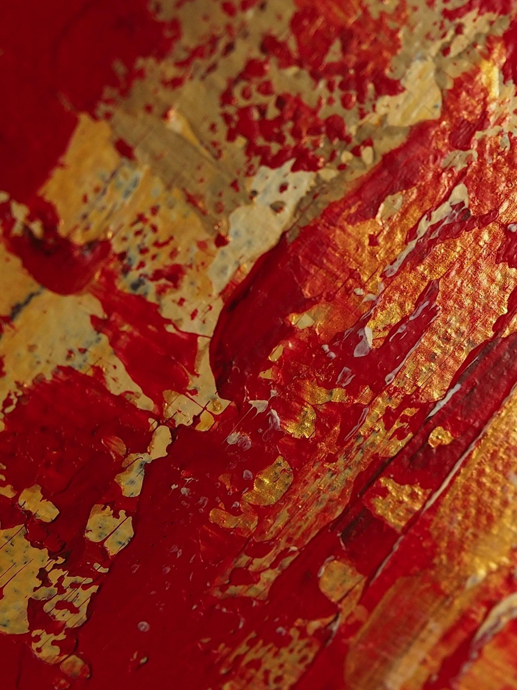 If you are fortunate enough to find true love then be sure to keep it safe. I still believe that love lasts forever. Shades Of Your Love. A large contemporary abstract in reds and creams with highlights of gold. Vibrant colours. Lovely texture. A