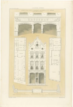 Kalverstraat Shop Front, Amsterdam, Dutch Architecture Print, Leliman, 1865-1866