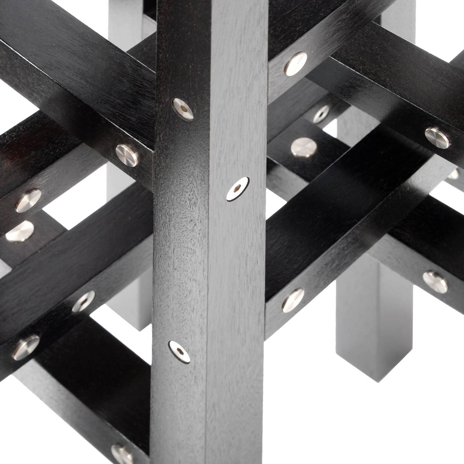 American Kalyke 'In Stock' Modern Industrial Pedestal Table Metal & Geometric Black Wood