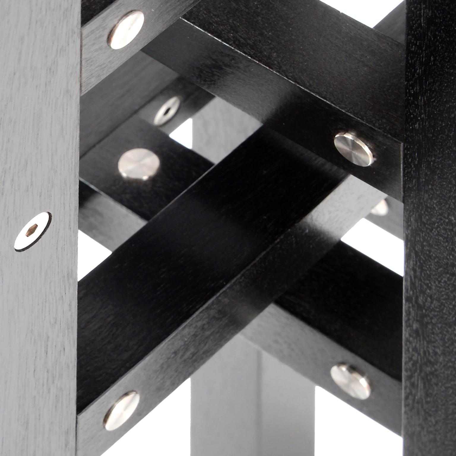 Dyed Kalyke 'In Stock' Modern Industrial Pedestal Table Metal & Geometric Black Wood