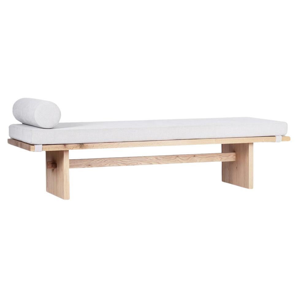 KAMA Daybed Oak, Pouf, Rectangular, Beige For Sale