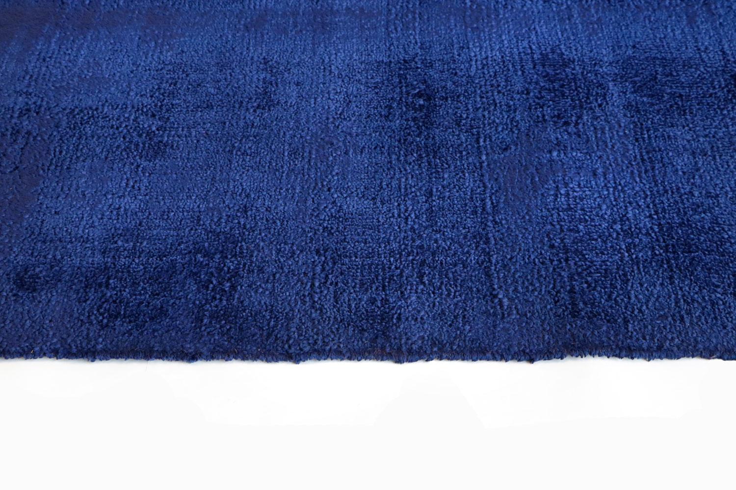 Modern 21st Century Handwoven Shiny Velvety Blue Rug by Deanna Comellini 170x240 cm For Sale