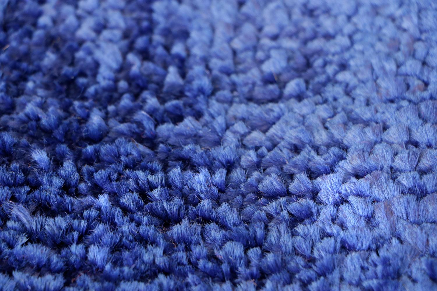 Hand-Woven 21st Century Handwoven Shiny Velvety Blue Rug by Deanna Comellini 170x240 cm For Sale