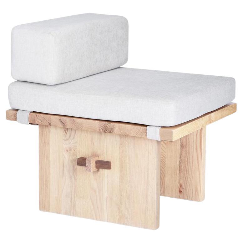 KAMA Pouffe Bergere Chair, Oak, Rectangular, Beige