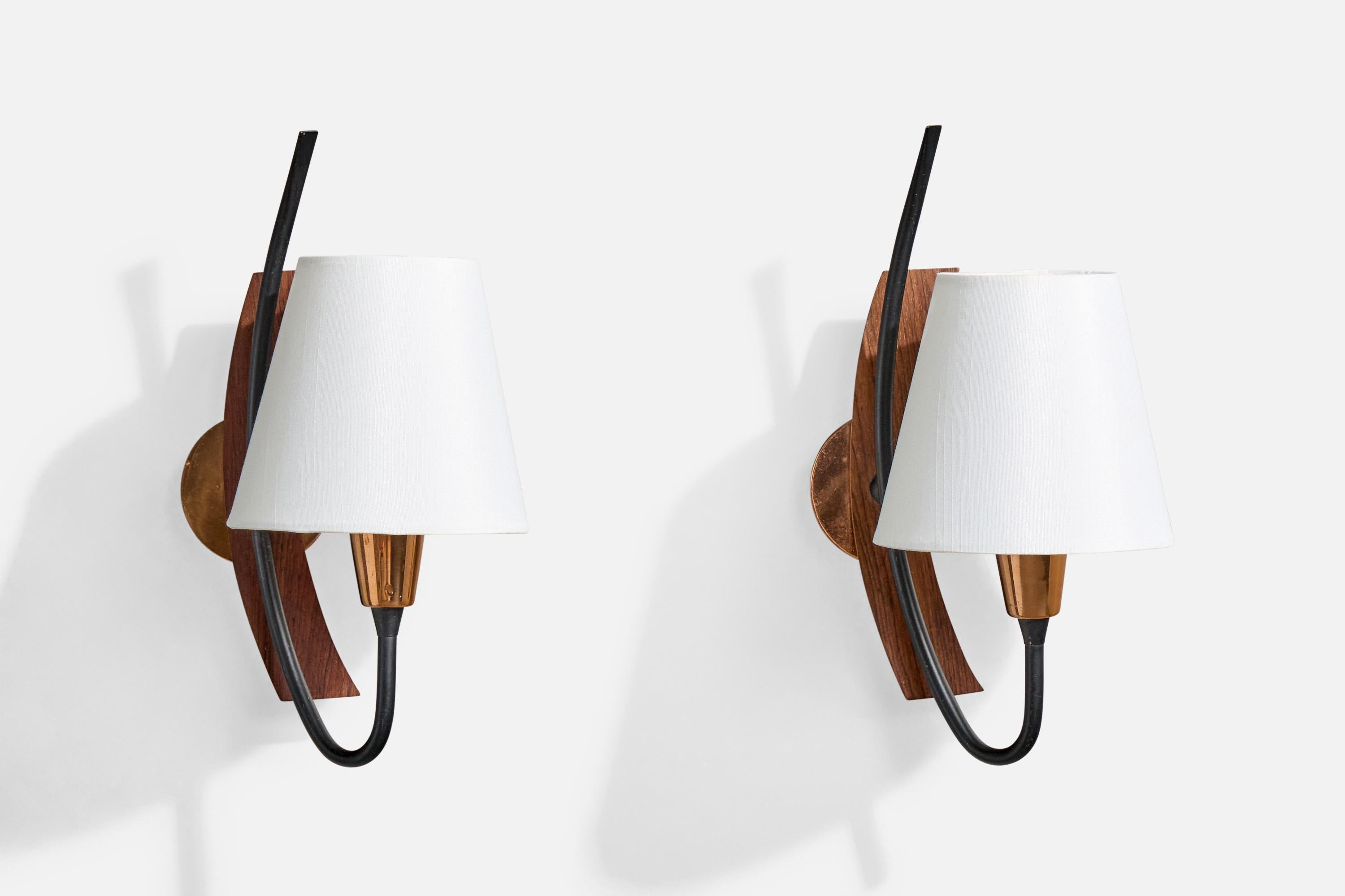 Mid-Century Modern KAMA, Lights, Cuivre, Métal, Teck, Tissu, Norvège, 1950s en vente
