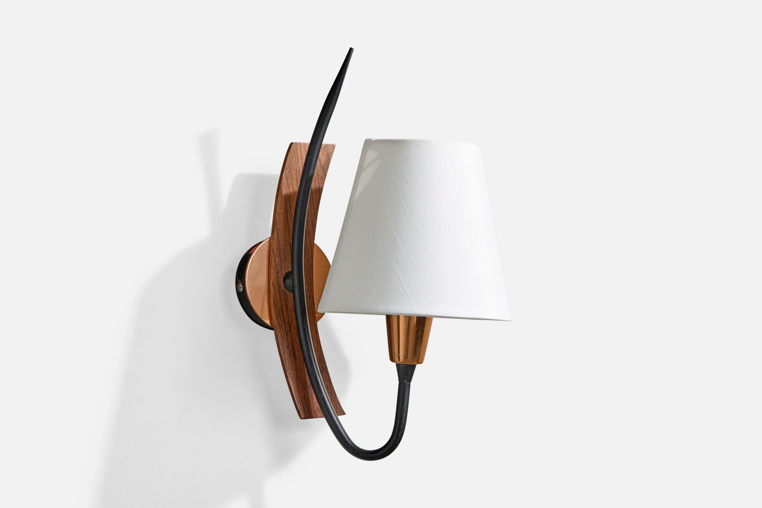 Norvégien KAMA, Lights, Cuivre, Métal, Teck, Tissu, Norvège, 1950s en vente