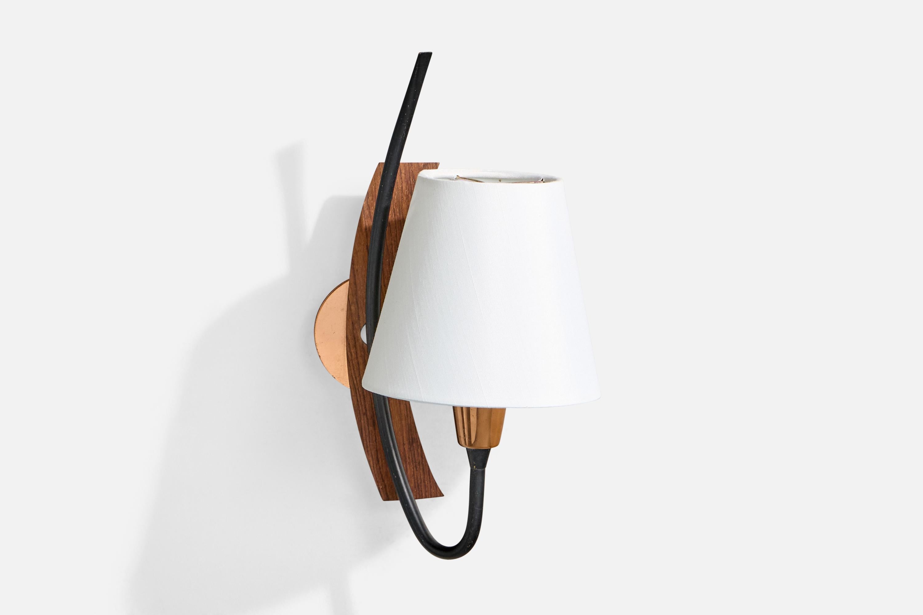 KAMA, Lights, Cuivre, Métal, Teck, Tissu, Norvège, 1950s Bon état - En vente à High Point, NC